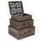 Hello Honey® Espresso Carved Reclaimed & Mango Wood Nesting Boxes Set